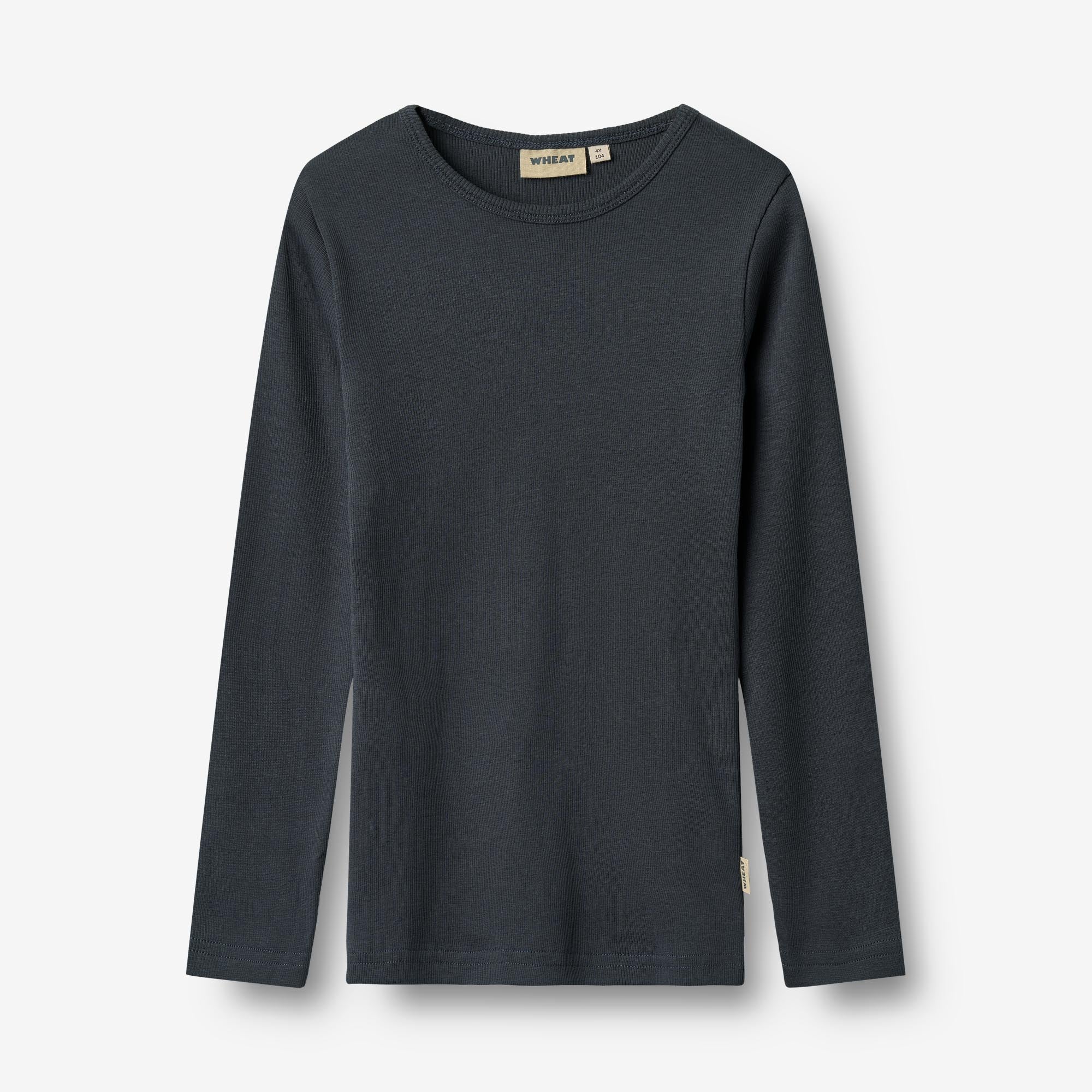 Wheat Main Langærmet Rib T-shirt Stig Jersey Tops and T-Shirts 1432 navy