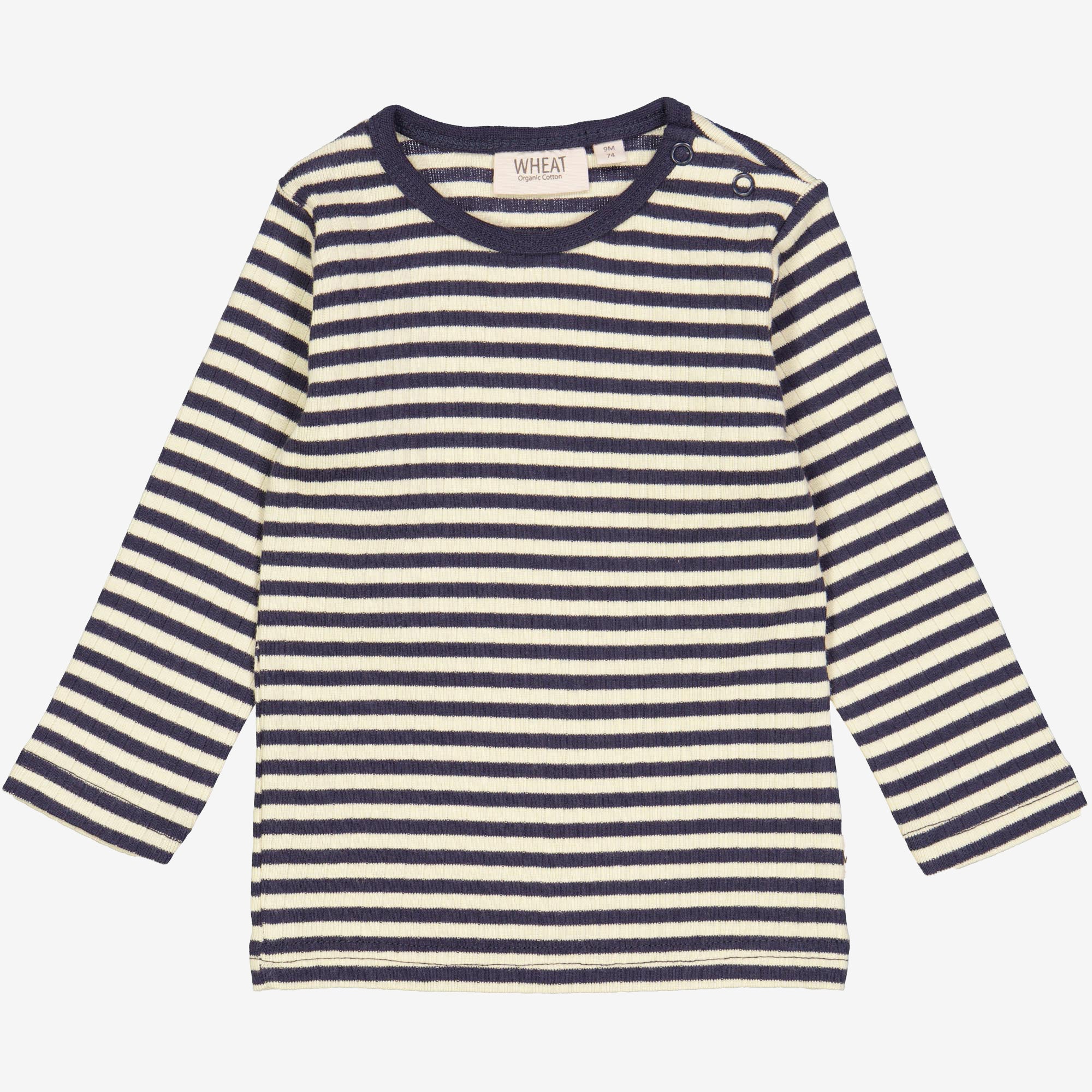 Wheat Main  Langærmet Stribet T-shirt | Baby Jersey Tops and T-Shirts 1387 midnight stripe
