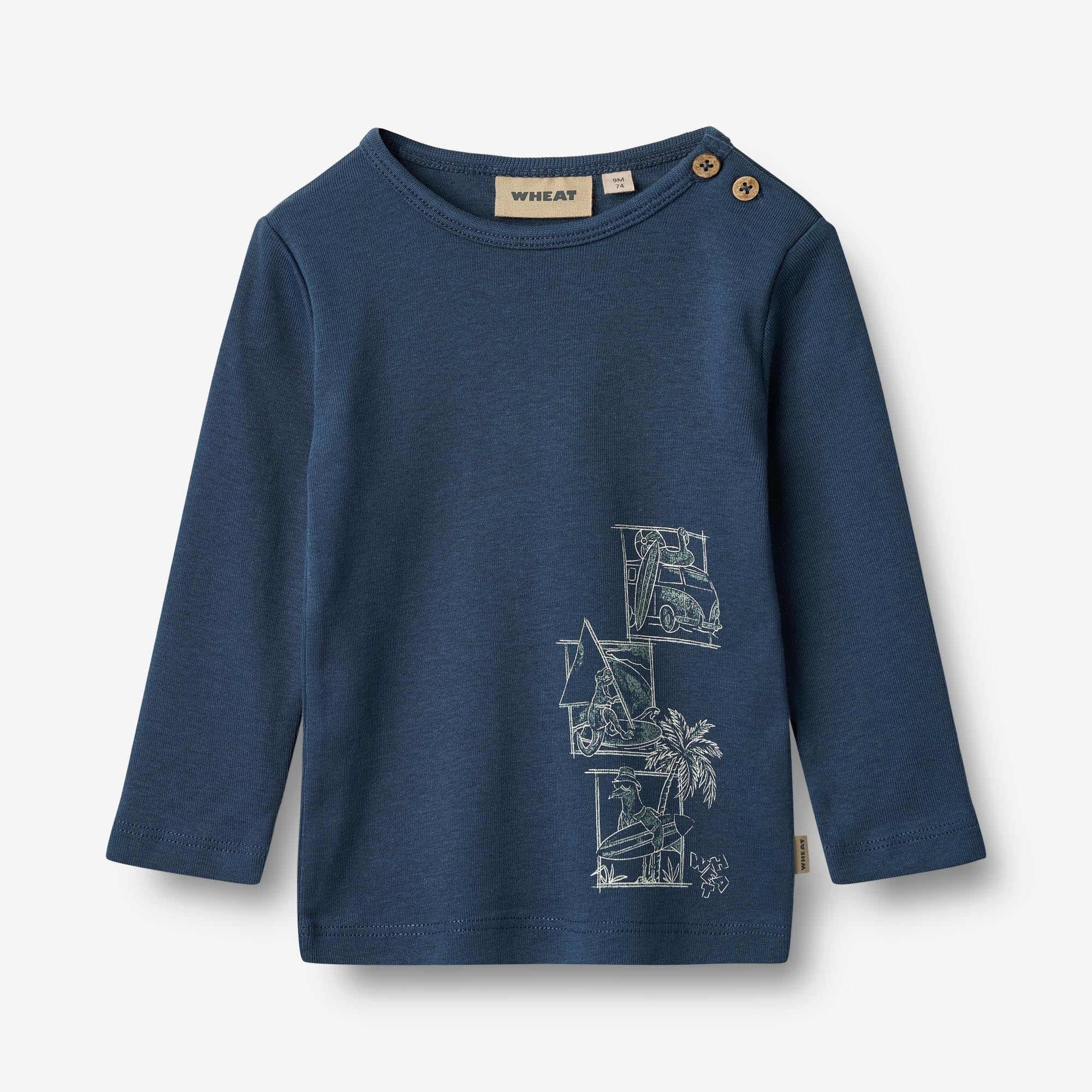 Wheat Main Langærmet T-Shirt Benjamin Jersey Tops and T-Shirts 1042 blue waves