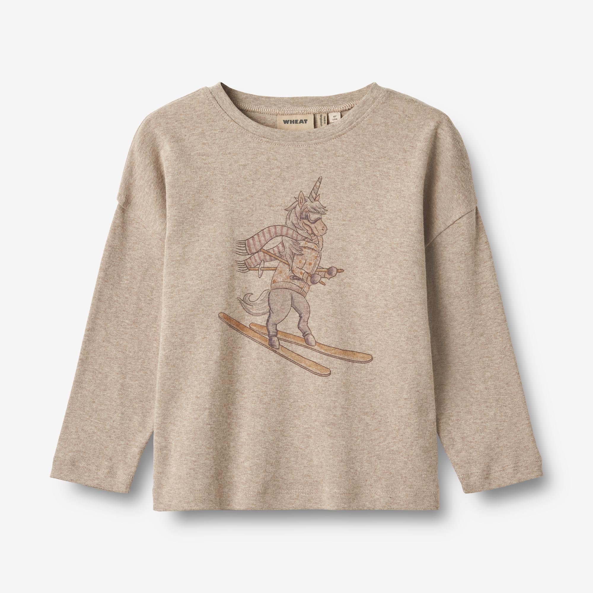 Wheat Main Langærmet T-Shirt Hanni Jersey Tops and T-Shirts 0072 gravel melange