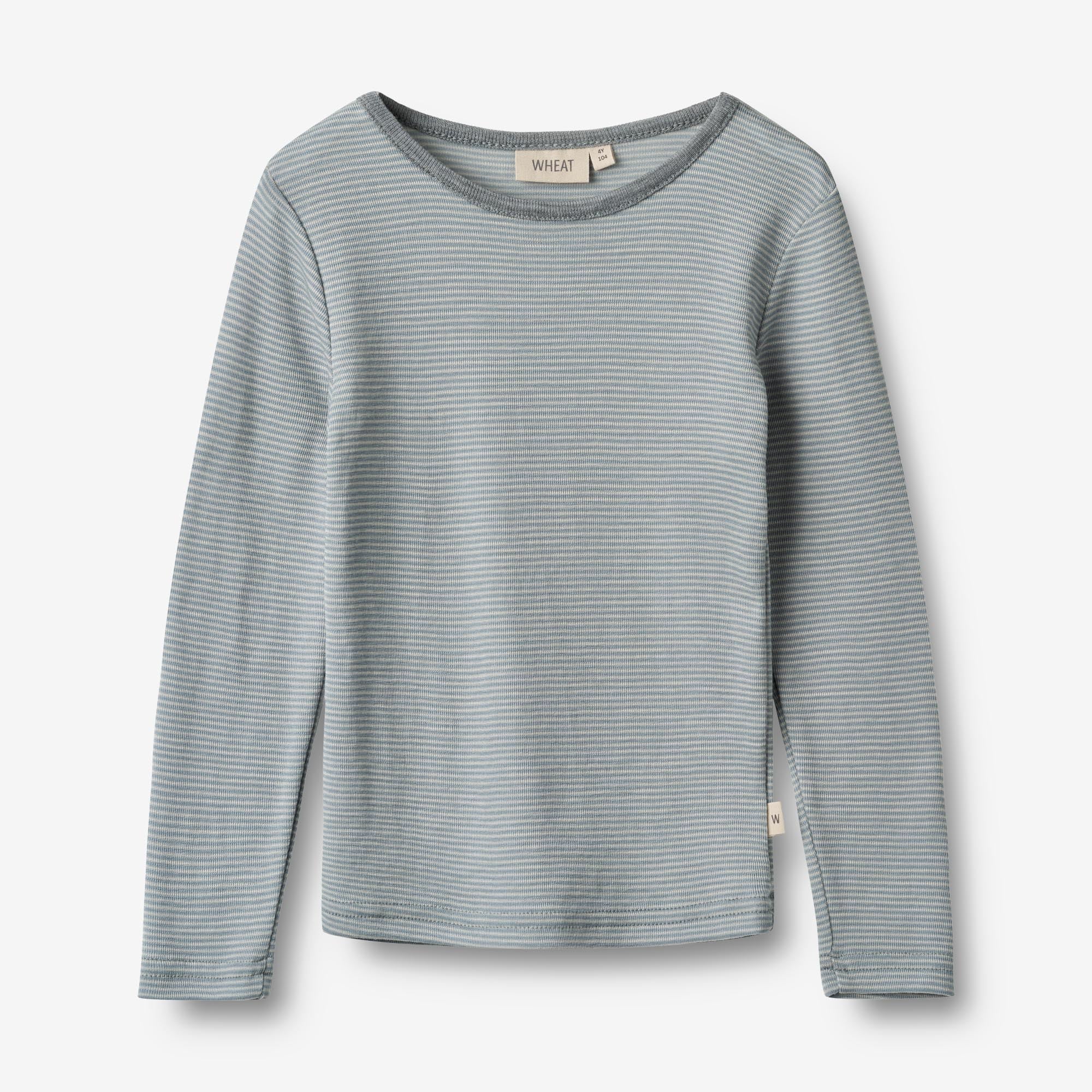 Wheat Wool Langærmet Uld T-shirt Alfie Jersey Tops and T-Shirts 1522 cloudy sky stripe