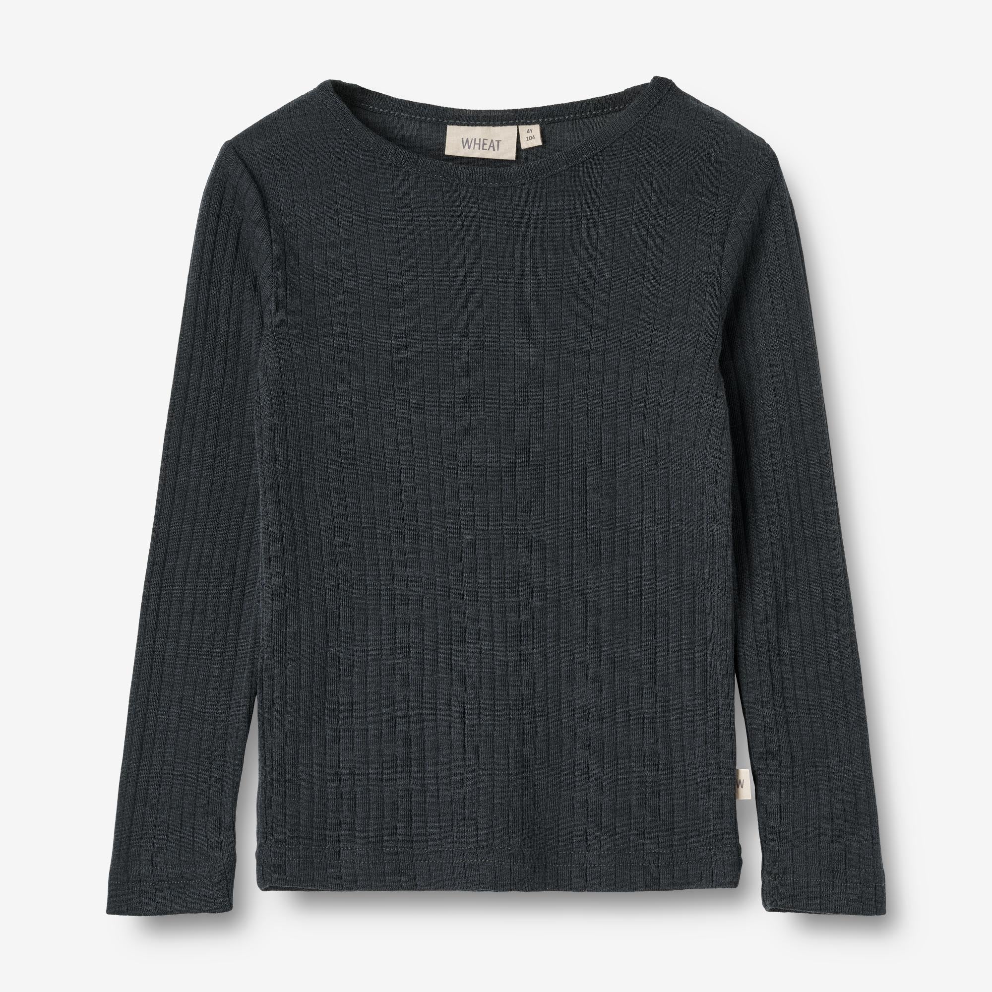 Wheat Wool Langærmet Uld T-shirt Alfie Jersey Tops and T-Shirts 1432 navy