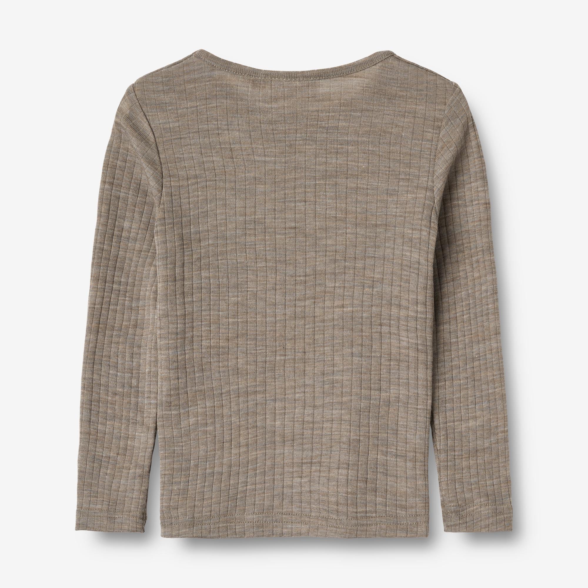 Langærmet Uld T-shirt Alfie - khaki melange