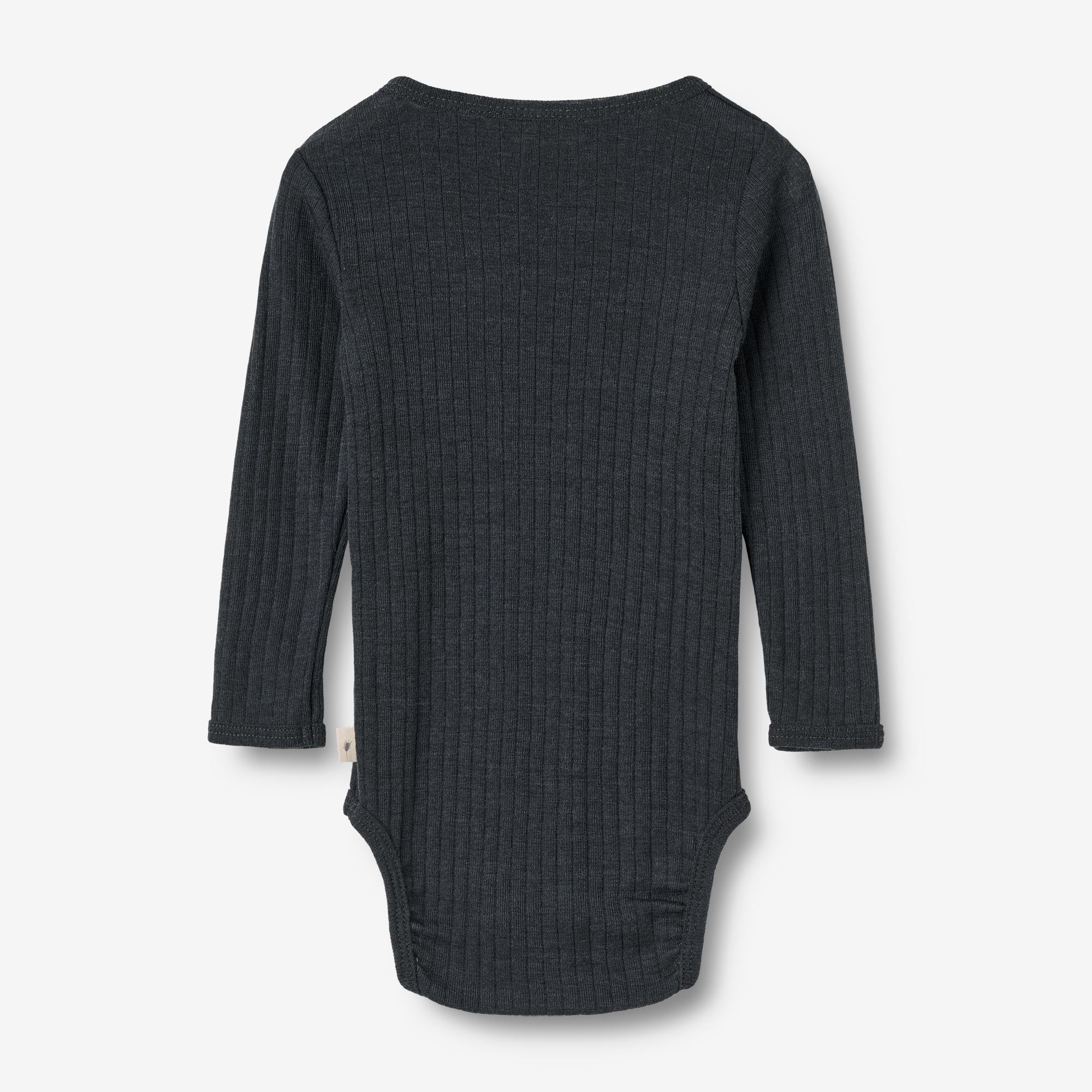 Langærmet Uld/silke body Liea - navy