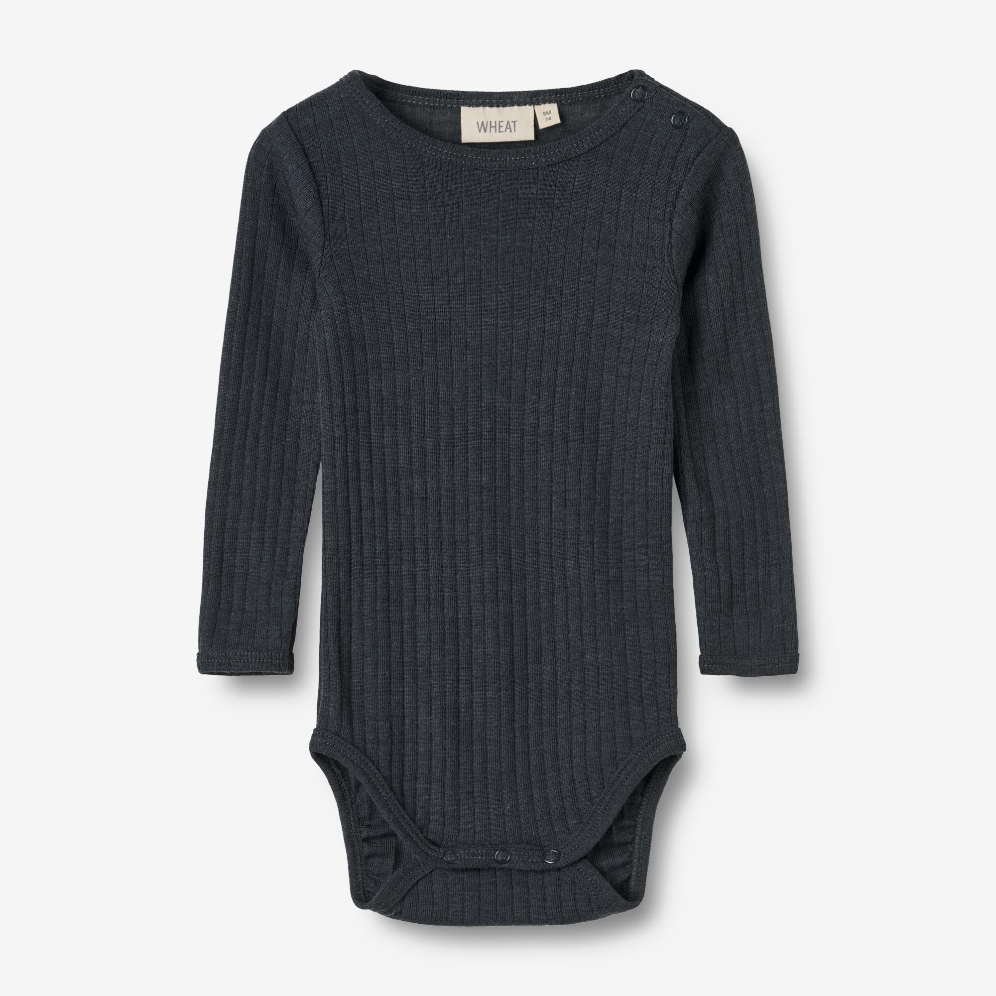 Langærmet Uld/silke body Liea - navy