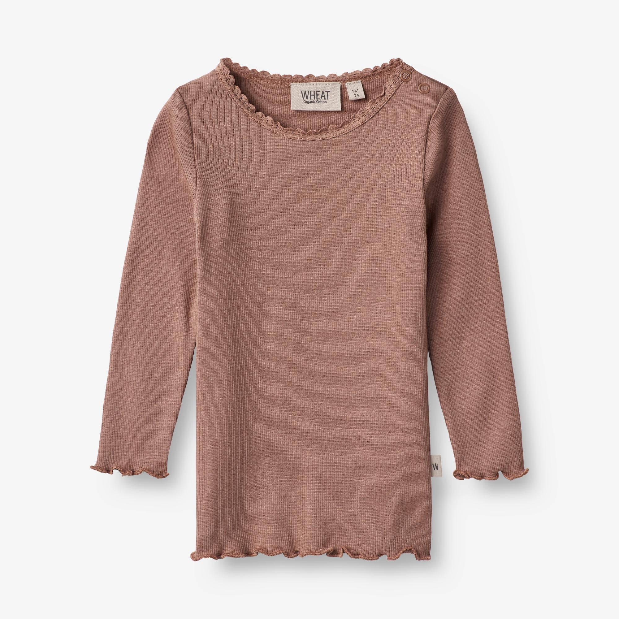 Wheat Main  Langærmet Rib T-shirt Reese | Baby Jersey Tops and T-Shirts 2032 rose dust