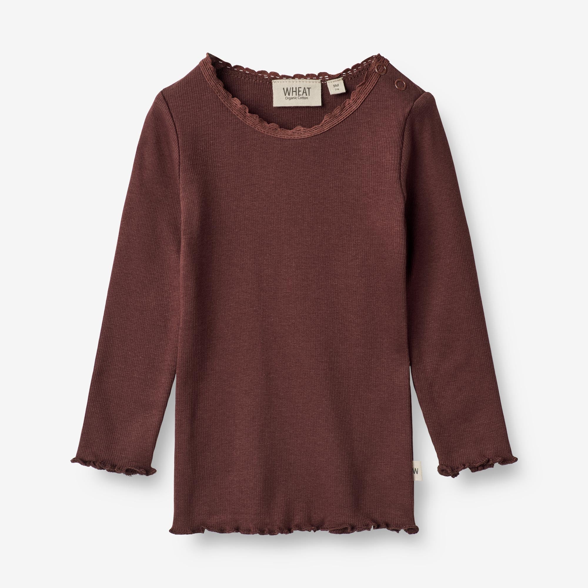 Wheat Main  Langærmet Rib T-shirt Reese | Baby Jersey Tops and T-Shirts 2118 aubergine