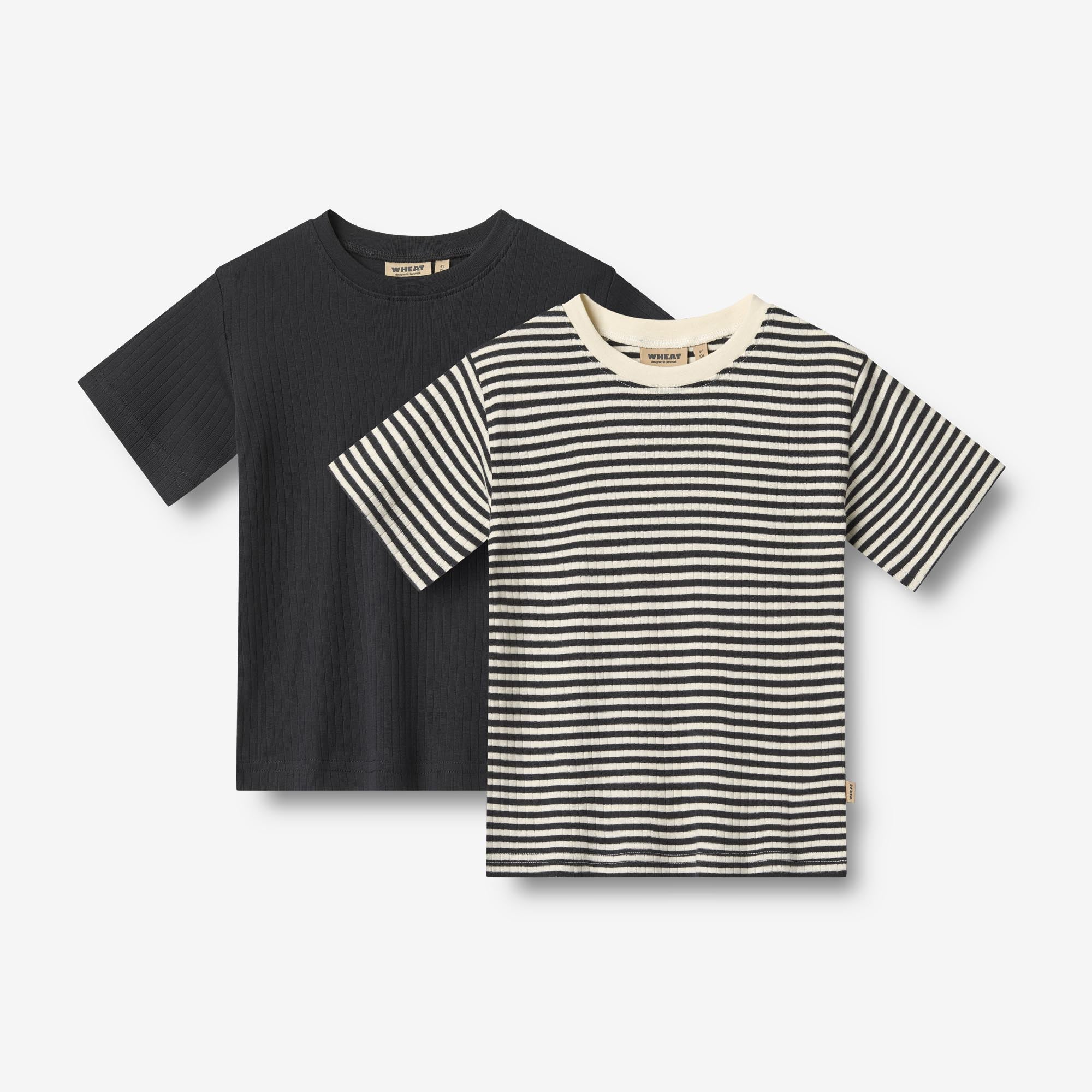 Wheat Main Sæt af 2 Kortærmet T-shirts Fabian T-Shirt 9432 navy rib stripe