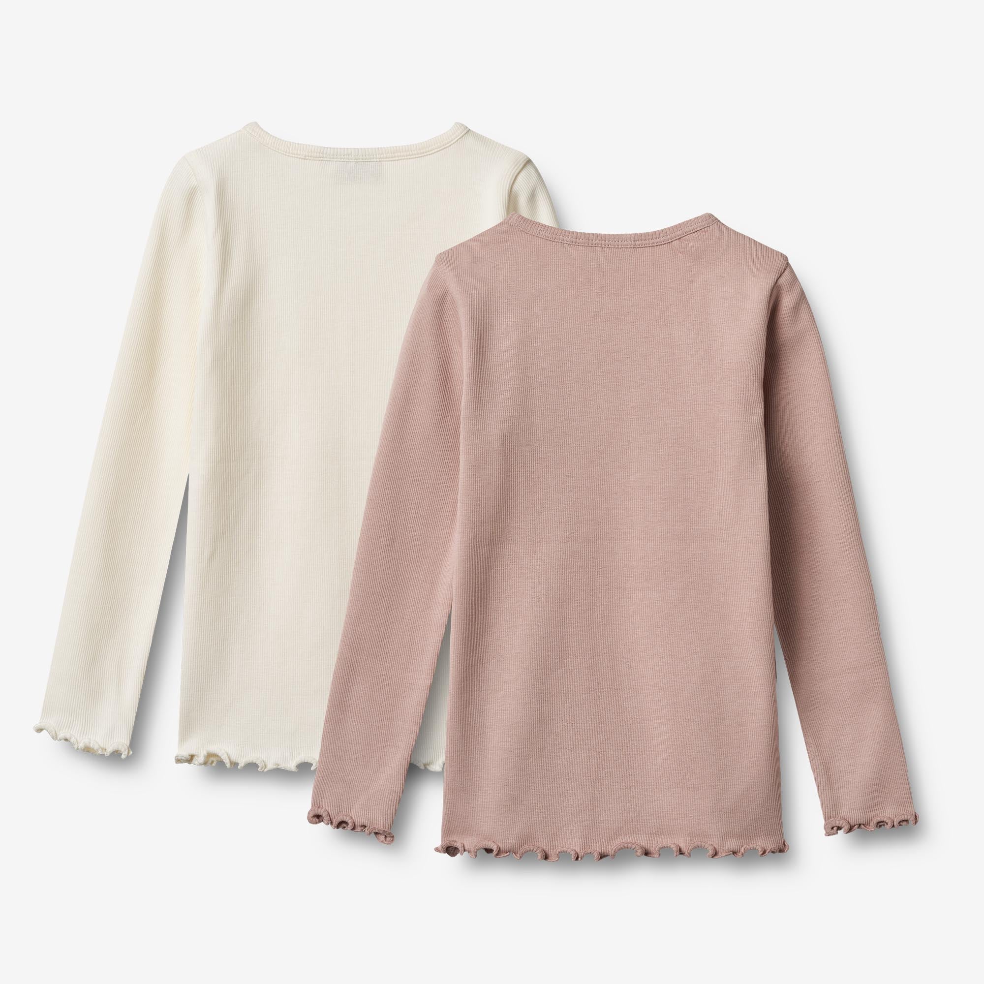 Sæt af 2 Langærmet Rib T-shirt Ida - rose powder