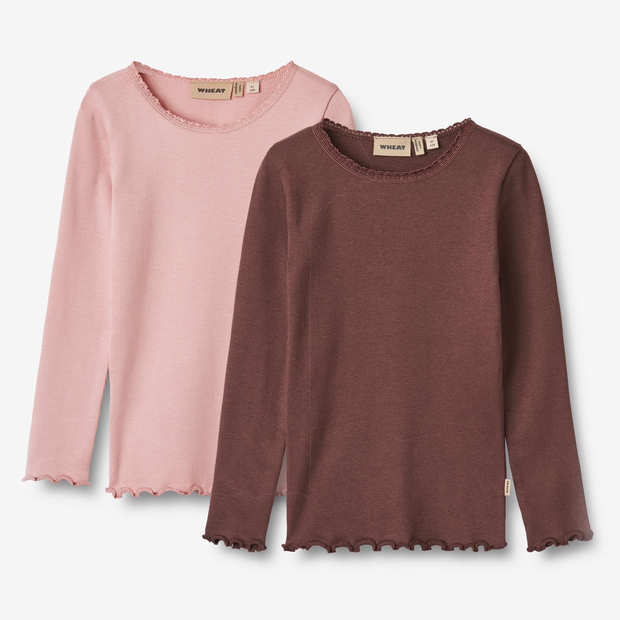 2-pak Langærmet Rib T-shirts Reese - rose frost eggplant