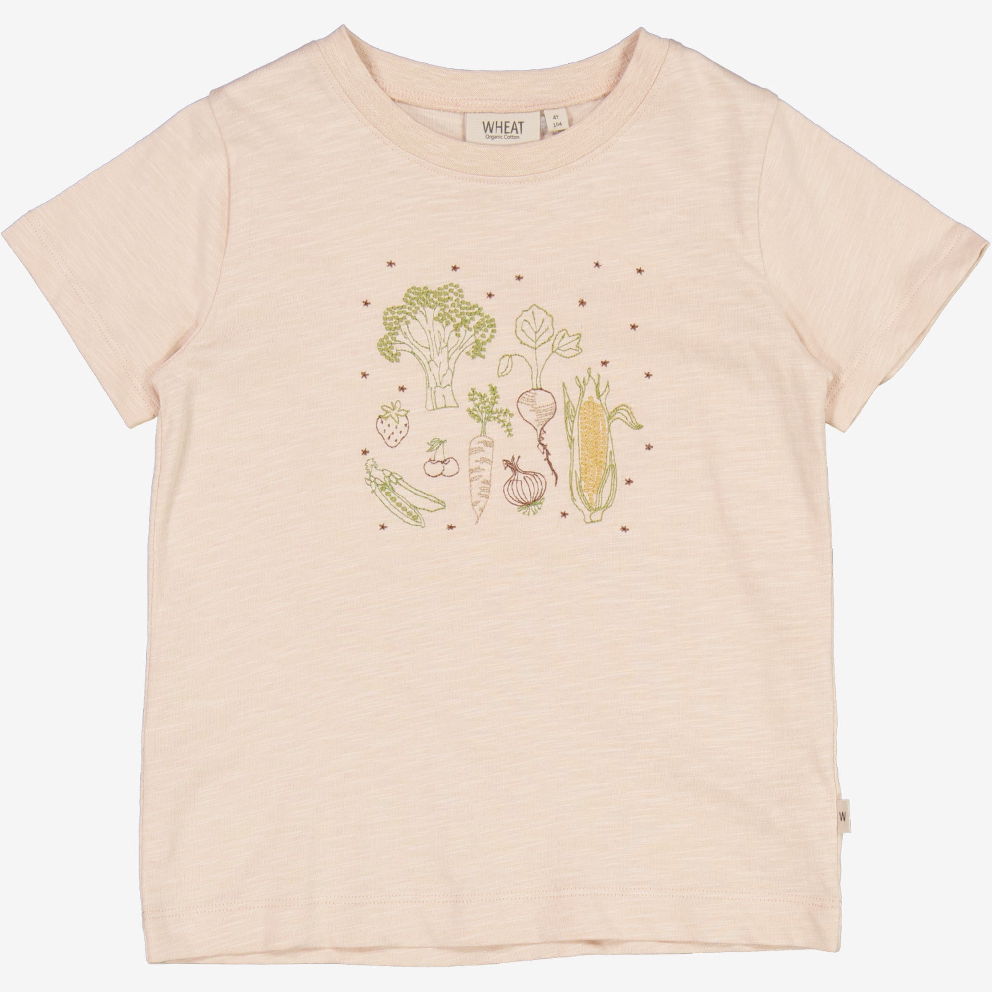 Wheat Main T-Shirt Broderet Grøntsager Jersey Tops and T-Shirts 2032 rose dust