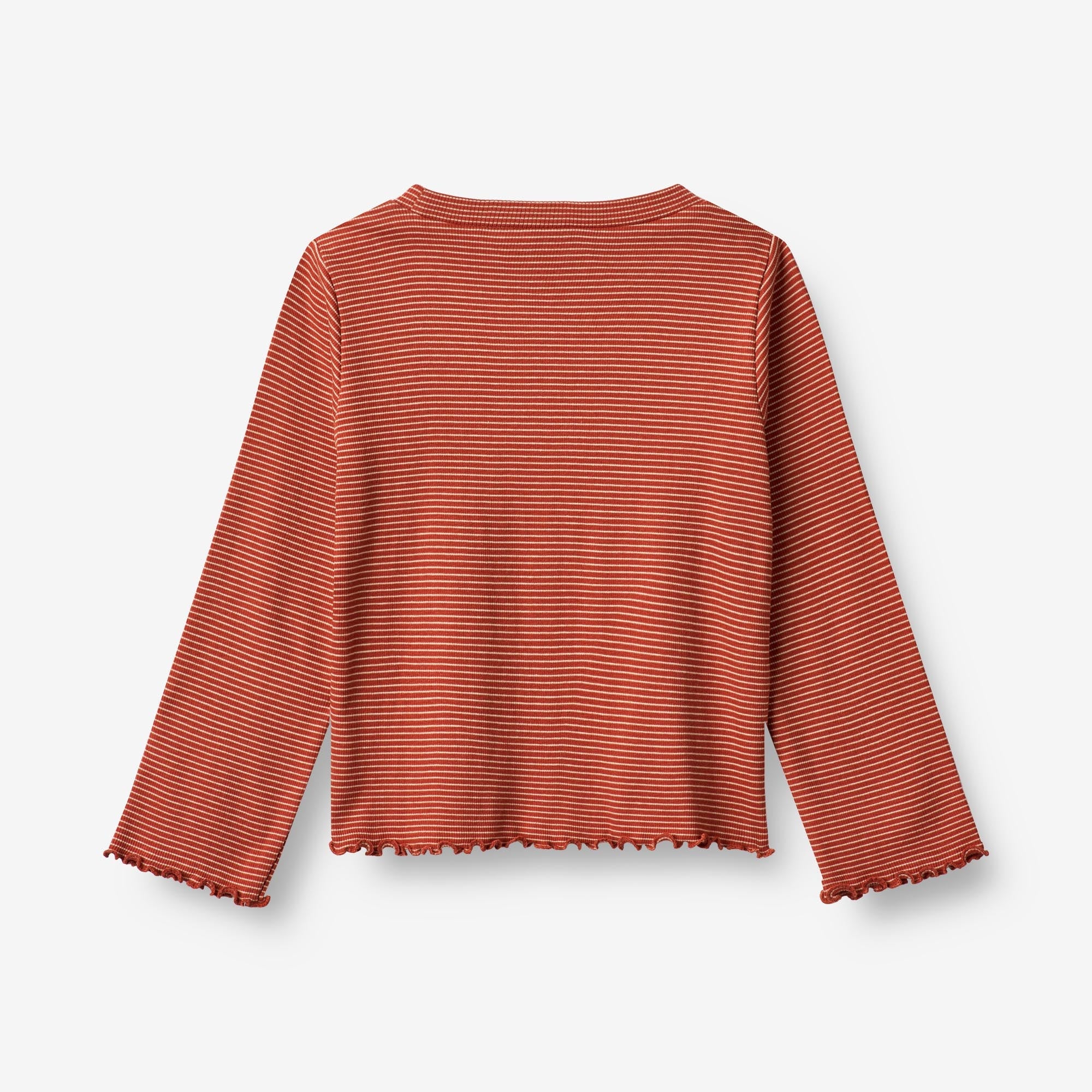 Langærmet Rib T-shirt Else - paprika stripe
