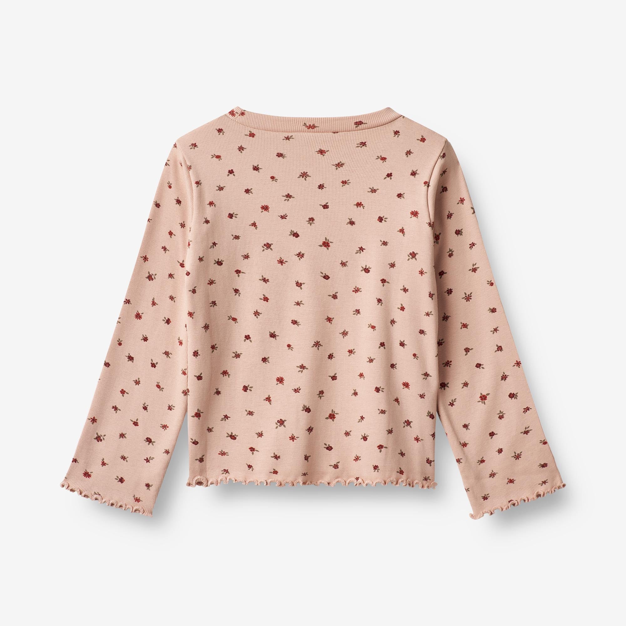 Langærmet Rib T-shirt Else - pink sand flowers