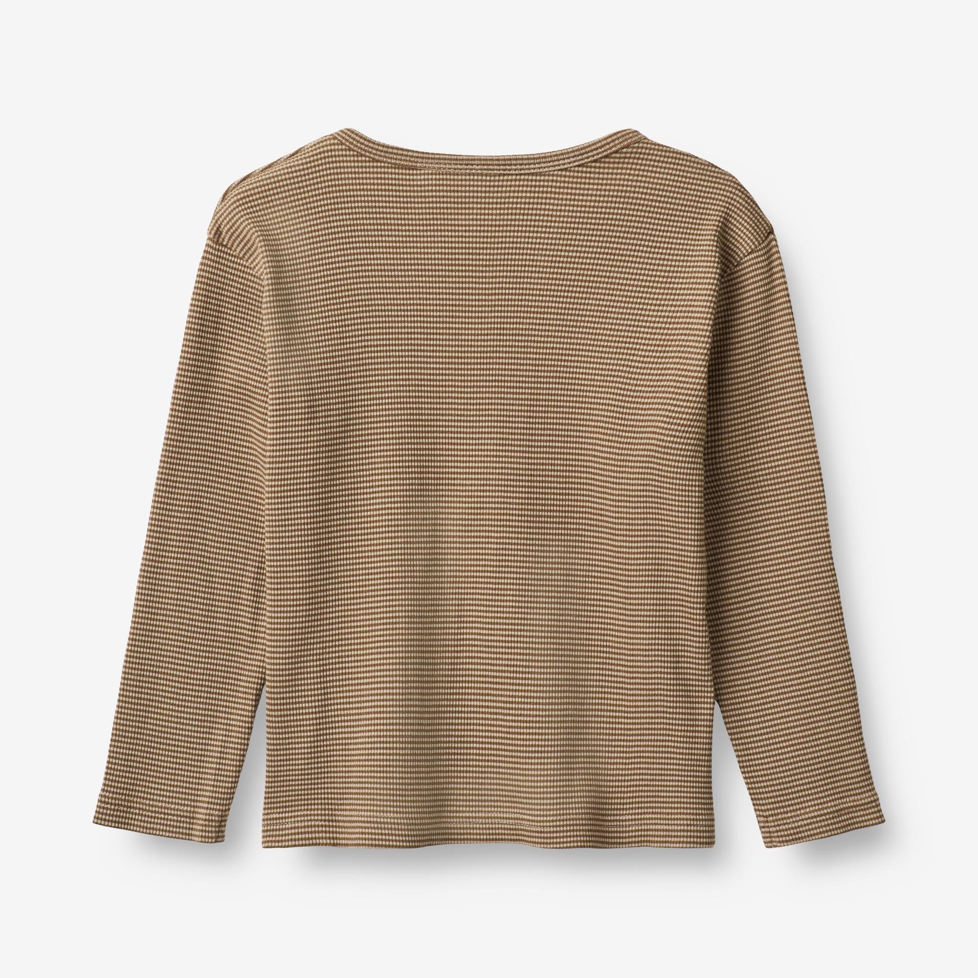 Langærmet T-shirt Morris - beige rib stripe