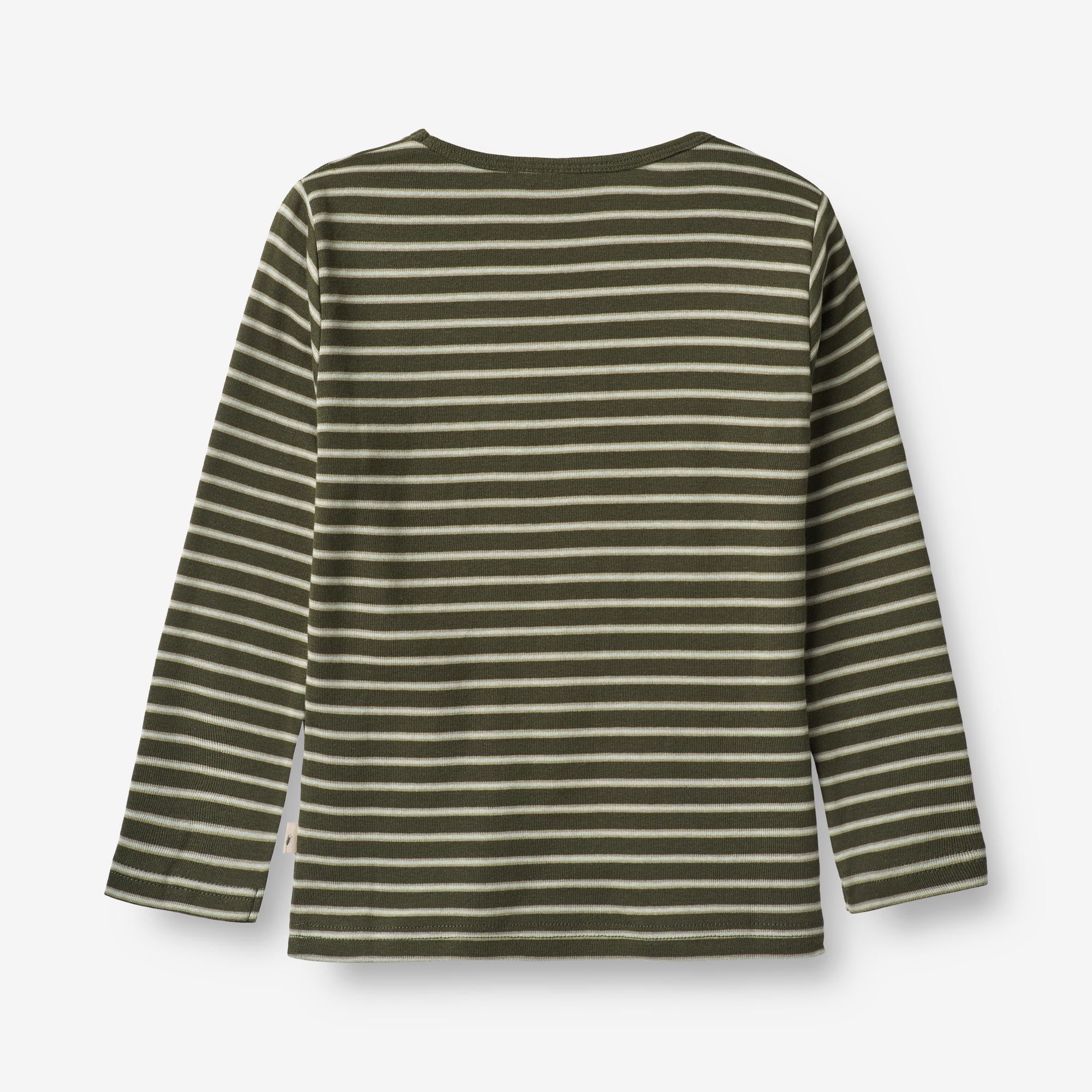 Langærmet T-shirt Stig - dark green stripe