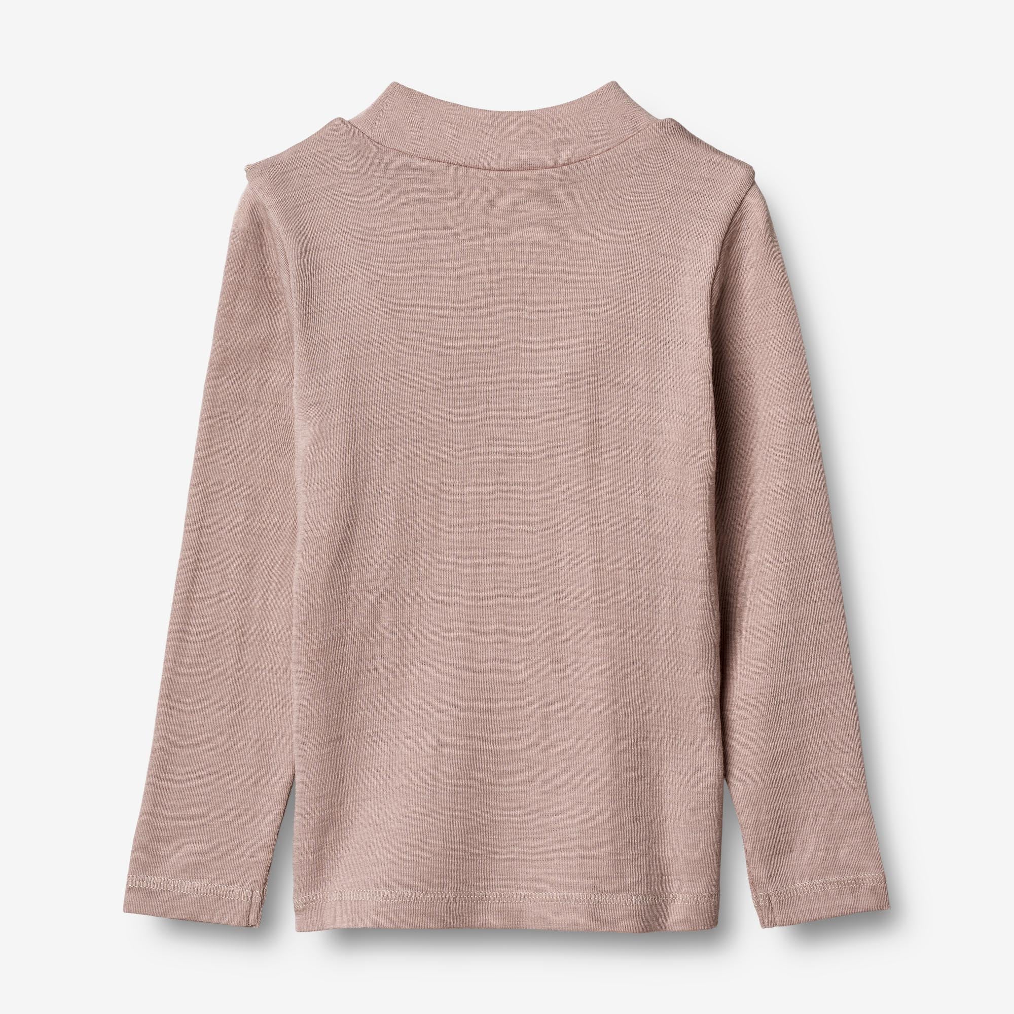 Langærmet Uld T-shirt med Flæse - dark powder