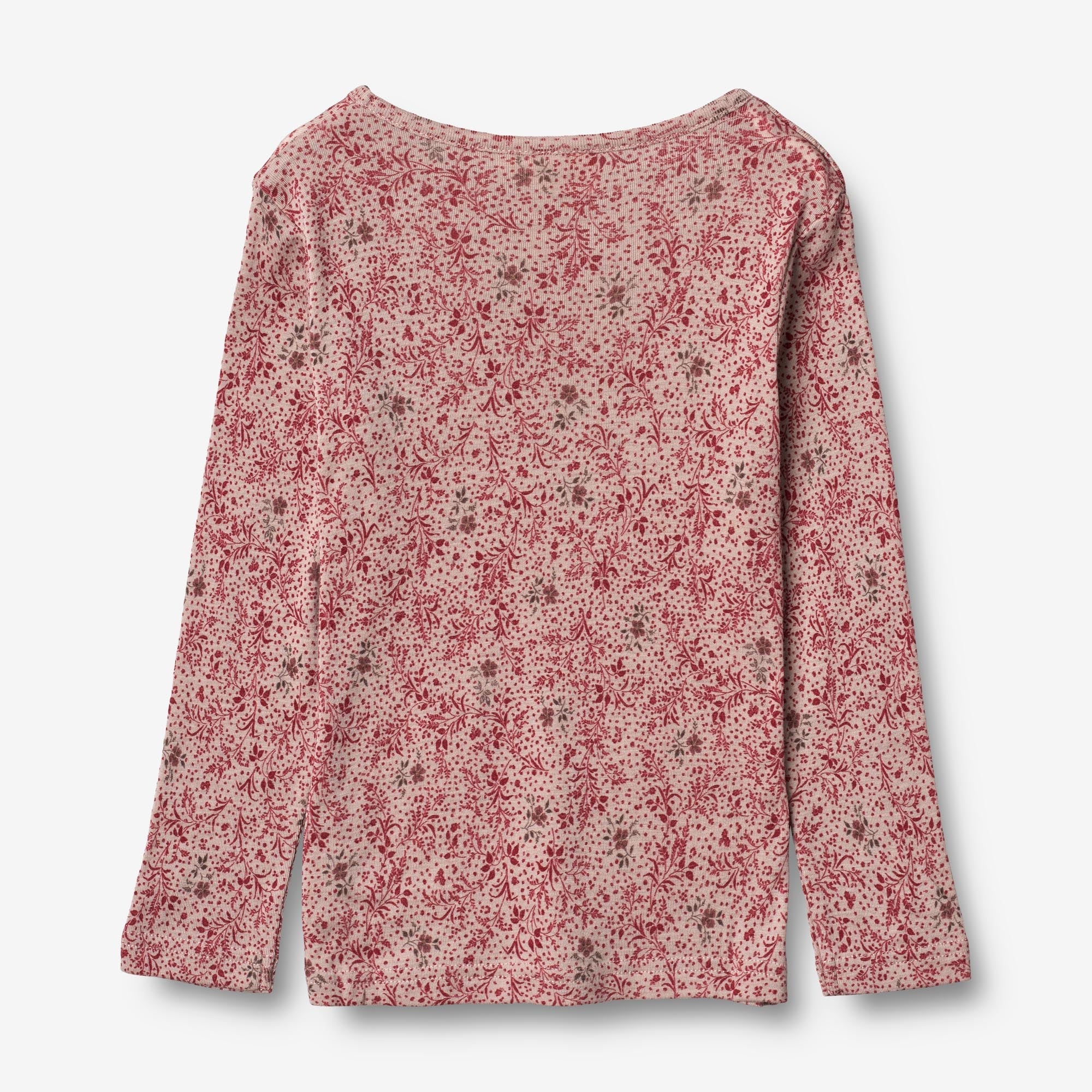 Langærmet Uld T-shirt - cherry flowers